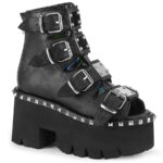Demonia Japan ブラック ビーガン レザー&ホログラム アッシュ-70